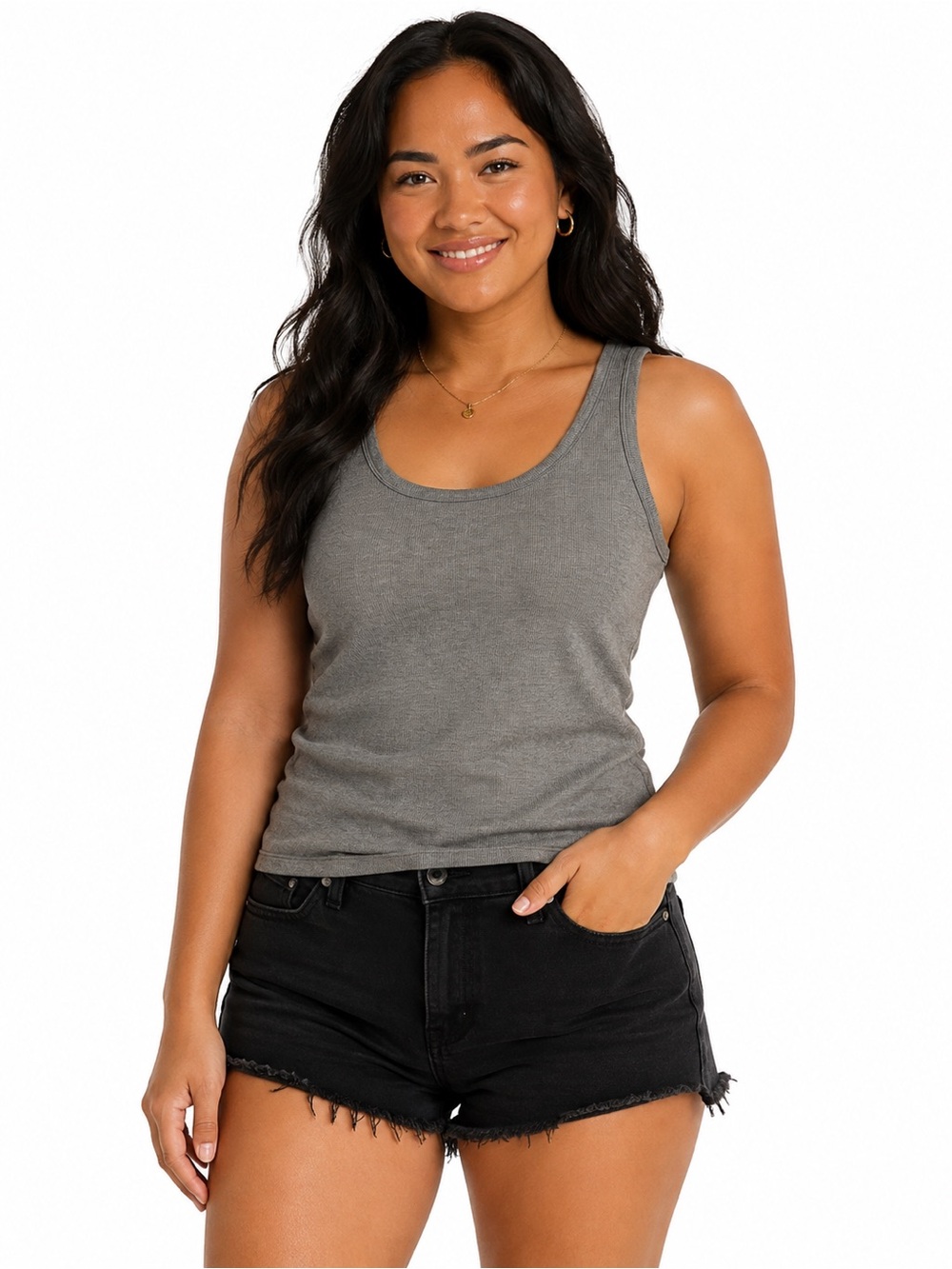 Felina Ribbed Tank Top – Women’s M/L – Heather Gray